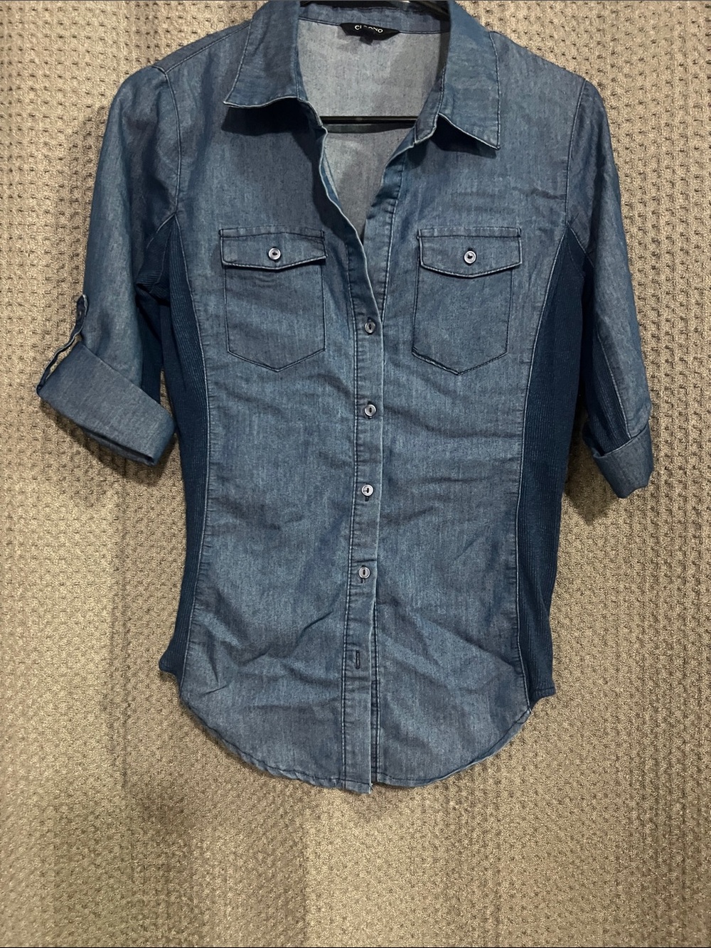 Ci Sono Women's Denim-Style Button Down Shirt - Blue